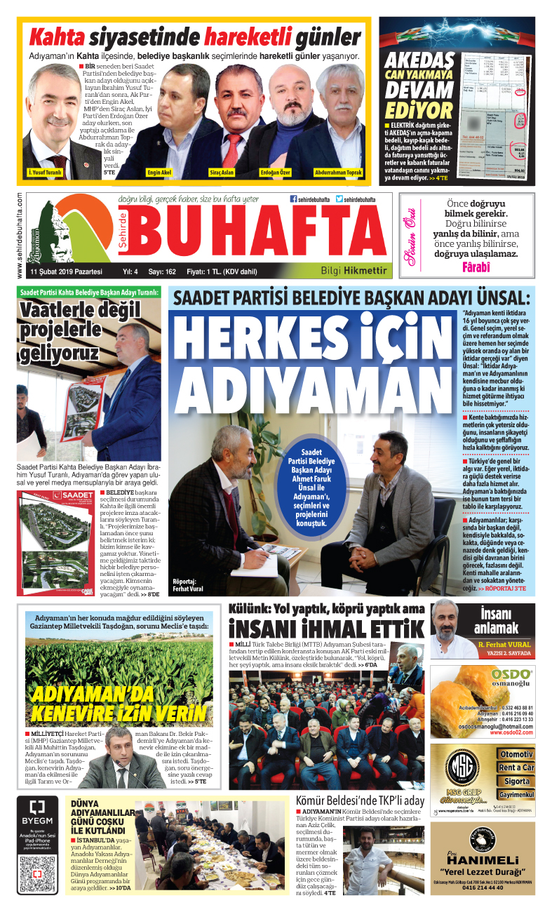 11 Şubat 2019 Pazartesi