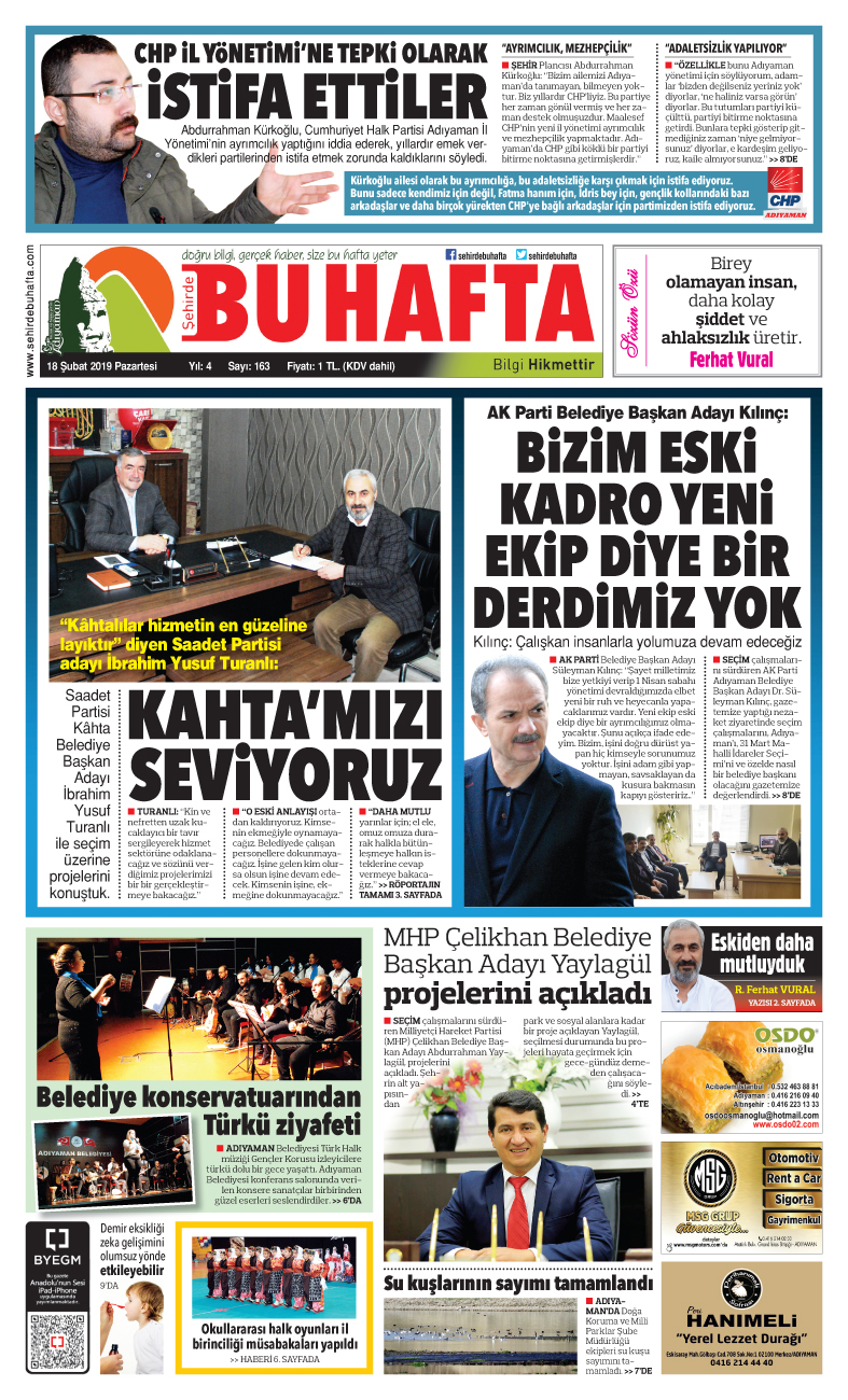 18 Şubat 2019 Pazartesi