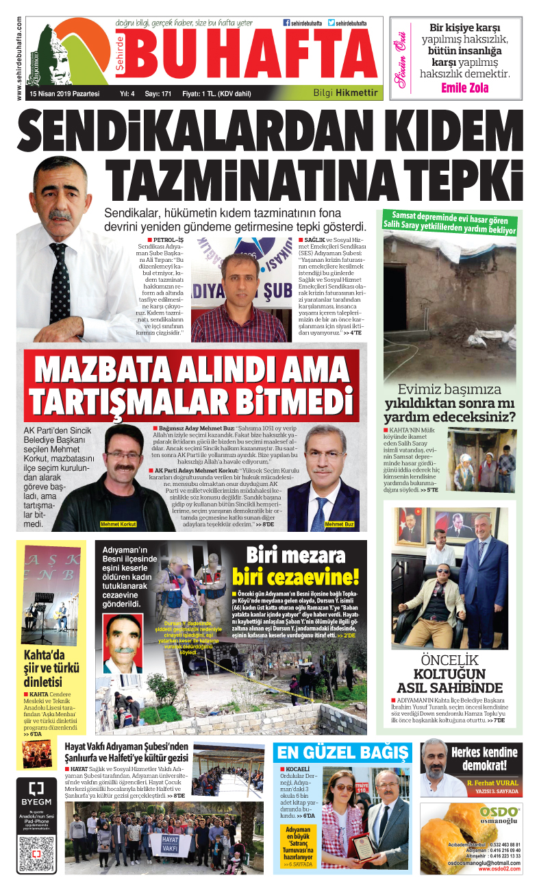 15 Nisan 2019 Pazartesi